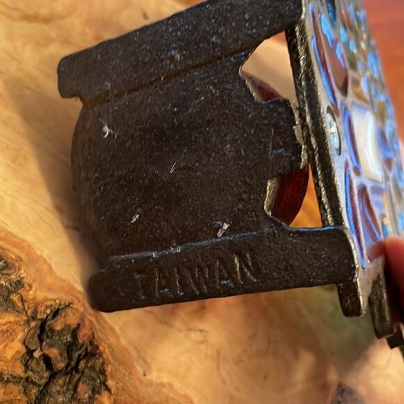 Vintage Taiwan Stained Glass Candle Tea Light Holder - Picture 4 of 6